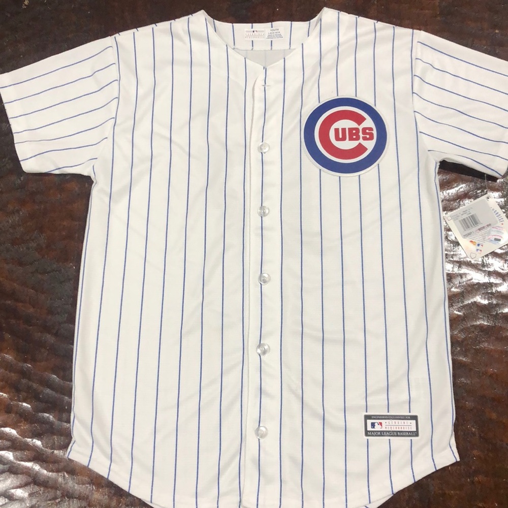 MLB Chicago Cubs Kids White & Blue Pinstripe Jersey